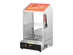 Cocedora de Vapor SucceBuy para Hot Dogs Comerciales, Calentador Eléctrico de Panecillos de 2 Niveles con Puertas Corredizas, 37 L
