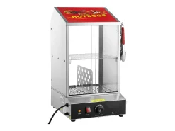 Cocedora de Vapor SucceBuy para Hot Dogs Comerciales, Calentador Eléctrico de Panecillos de 2 Niveles con Puertas Corredizas, 37 L