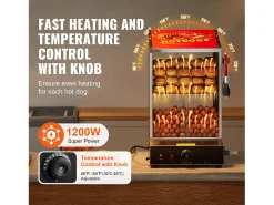 Cocedora de Vapor SucceBuy para Hot Dogs Comerciales, Calentador Eléctrico de Panecillos de 2 Niveles con Puertas Corredizas, 37 L