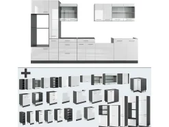 Cocina blanco brillo/antracita 350x60x81.6 r-line