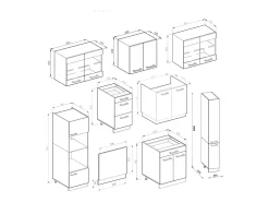 Cocina blanco brillo/antracita 350x60x81.6 r-line