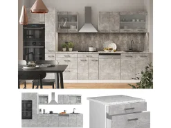 Cocina hormigón/blanco 350x60x81.6 r-line
