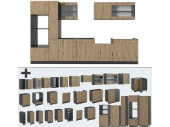 Cocina roble artesanal/antracita 350x60x81.6 r-line