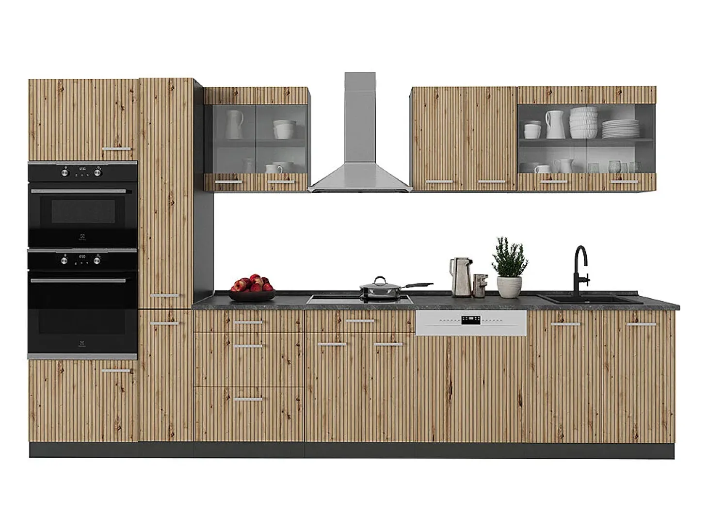 Cocina roble artesanal/antracita 350x60x81.6 r-line