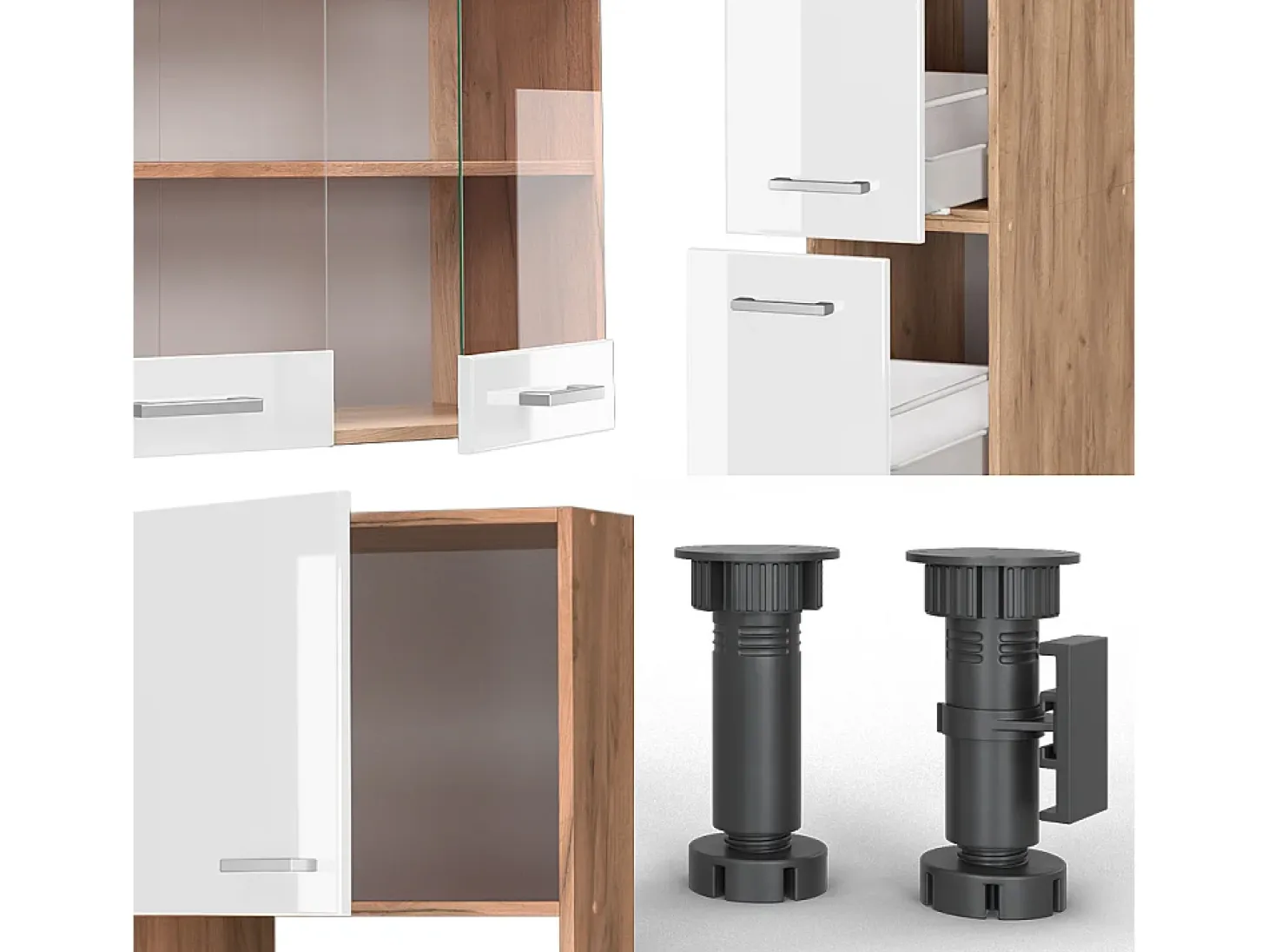 Cocina americana blanco brillo intenso/roble dorado 350x60x81.6 r-line
