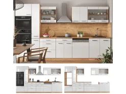 Cocina americana blanco brillo intenso/roble dorado 350x60x81.6 r-line