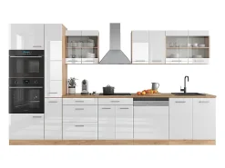 Cocina americana blanco brillo intenso/roble dorado 350x60x81.6 r-line