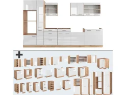 Cocina americana blanco brillo intenso/roble dorado 350x60x81.6 r-line