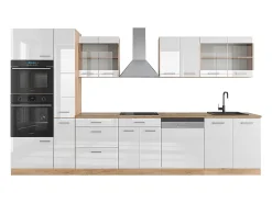 Cocina americana blanco brillo intenso/roble dorado 350x60x81.6 r-line