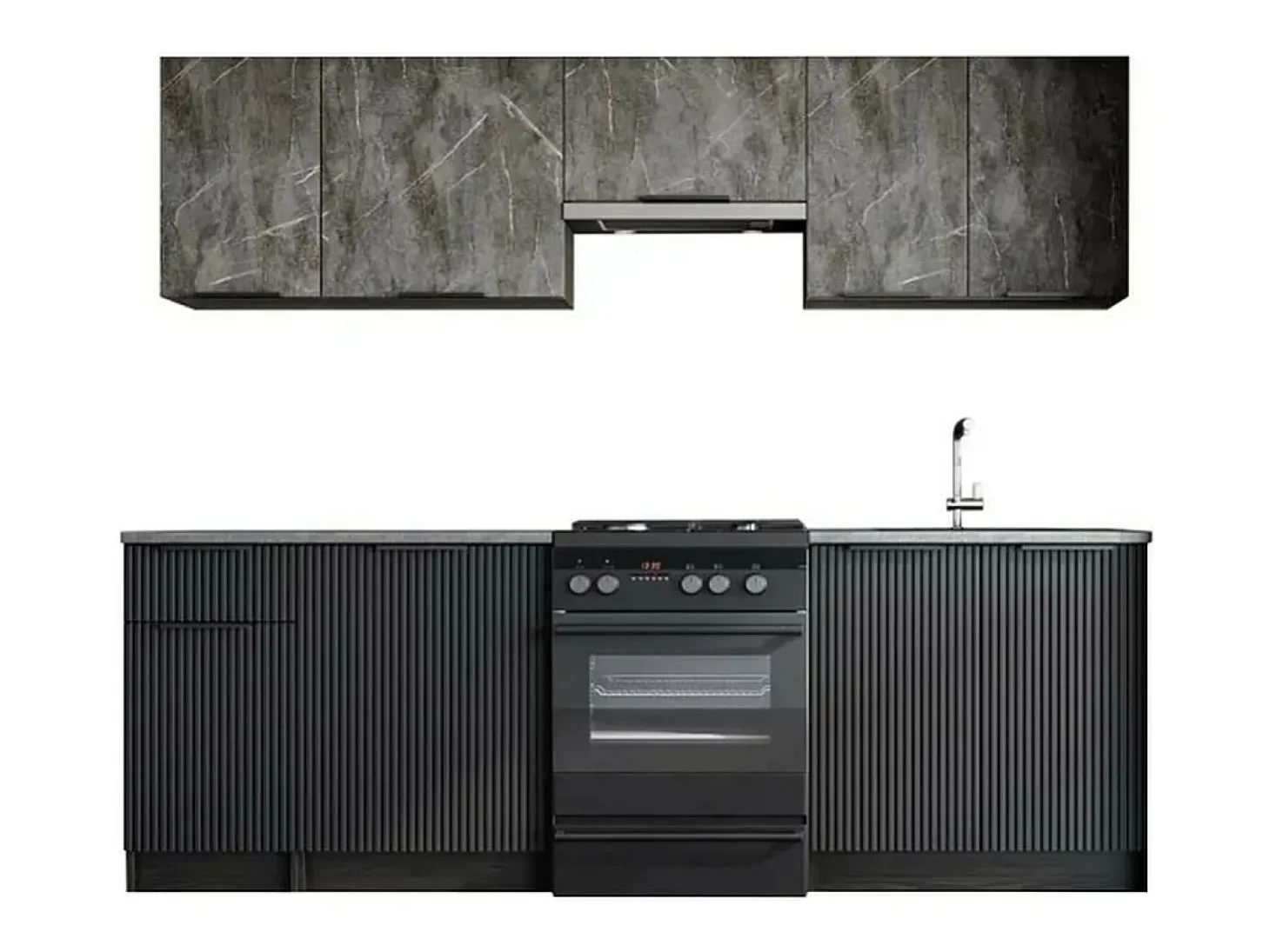 Cocina Bérangère 240 cm mármol y gris