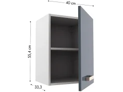 Cocina completa - 180 cm - 6 estantes - Blanco y gris - TRATTORIA