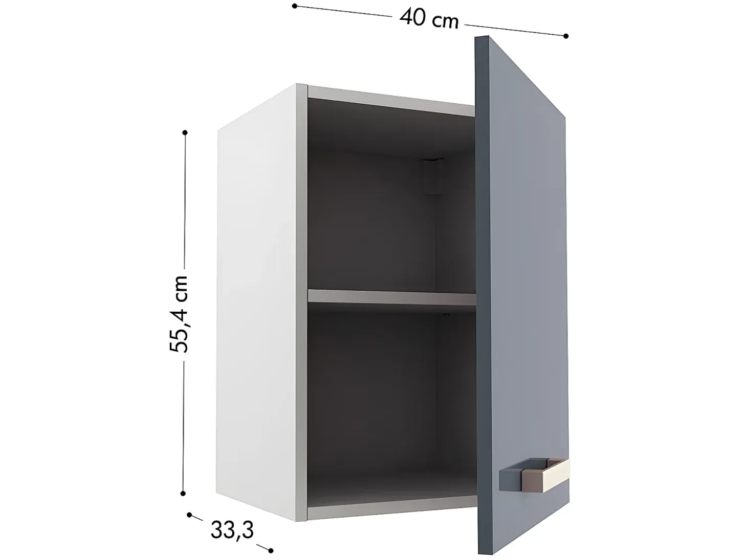 Cocina completa - 180 cm - 6 estantes - Blanco y gris - TRATTORIA