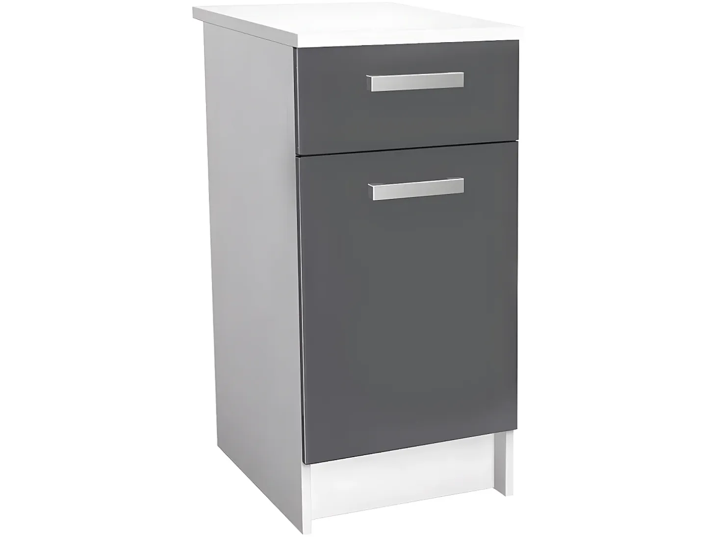 Cocina completa - 180 cm - 6 estantes - Blanco y gris - TRATTORIA