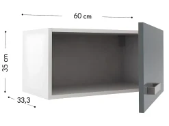 Cocina completa - 180 cm - 6 estantes - Blanco y gris - TRATTORIA