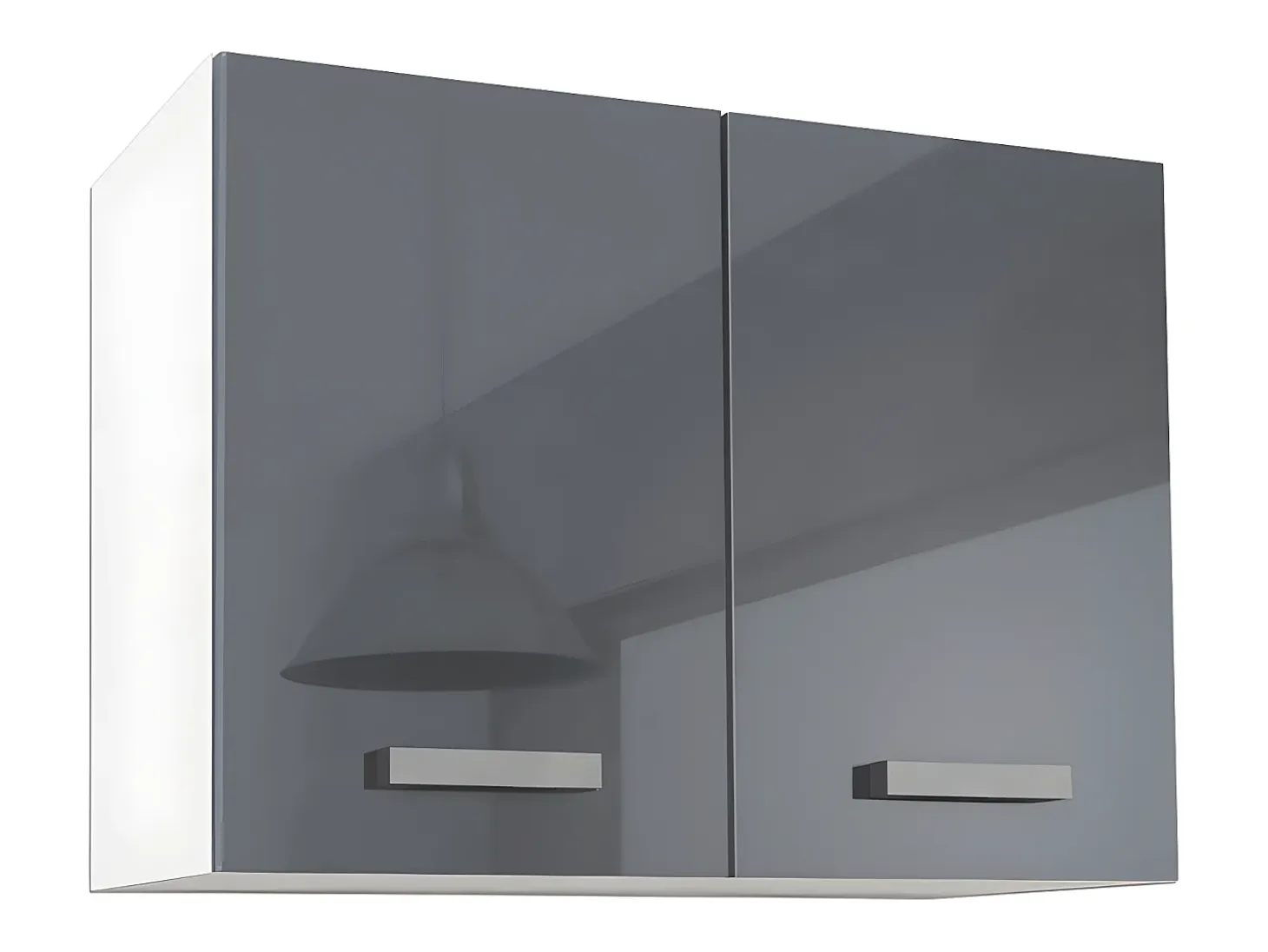 Cocina completa - 180 cm - 6 estantes - Blanco y gris - TRATTORIA