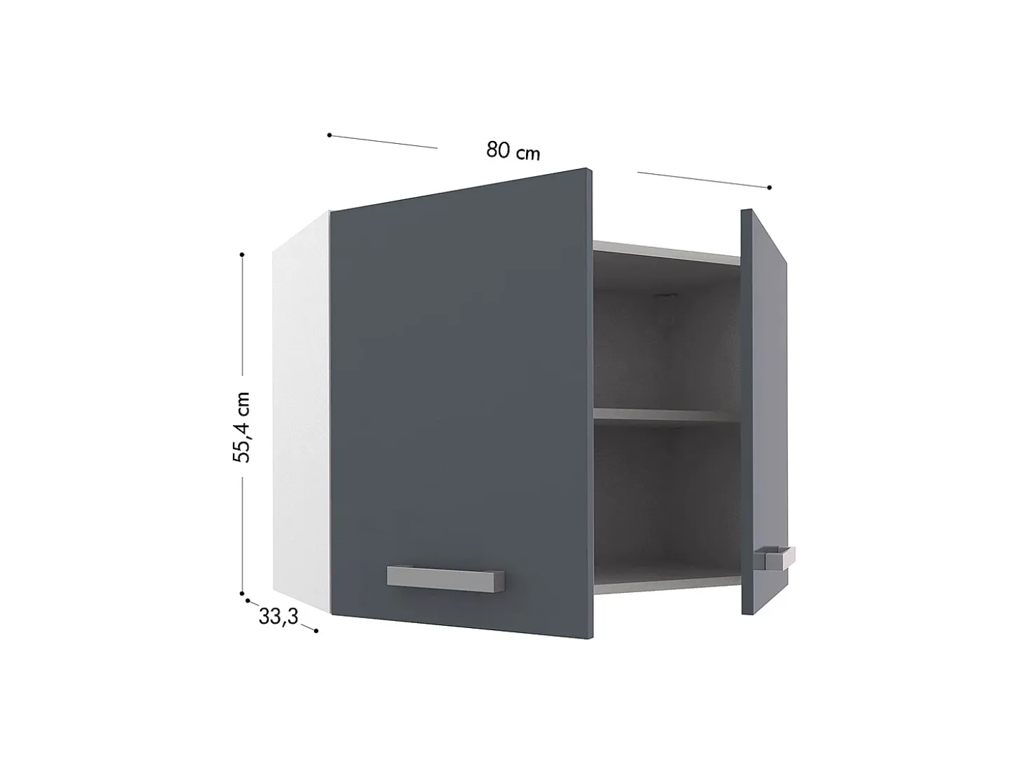 Cocina completa - 180 cm - 6 estantes - Blanco y gris - TRATTORIA