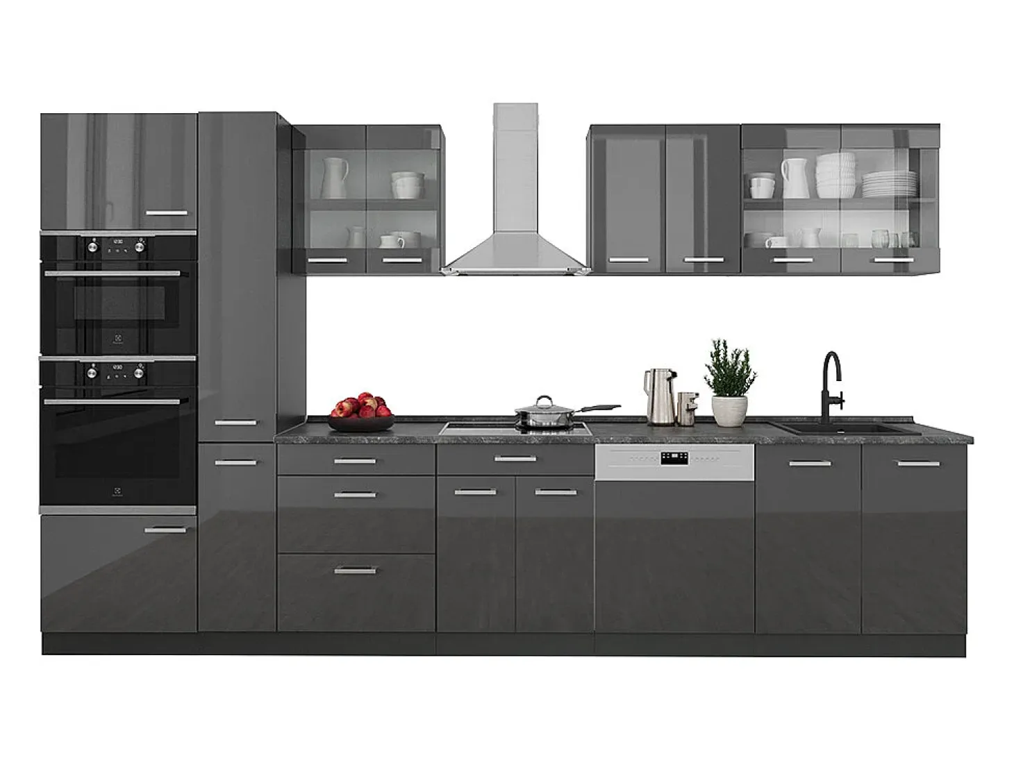 Cocina completa antracita brillo intenso/antracita 350x60x81.6 r-line