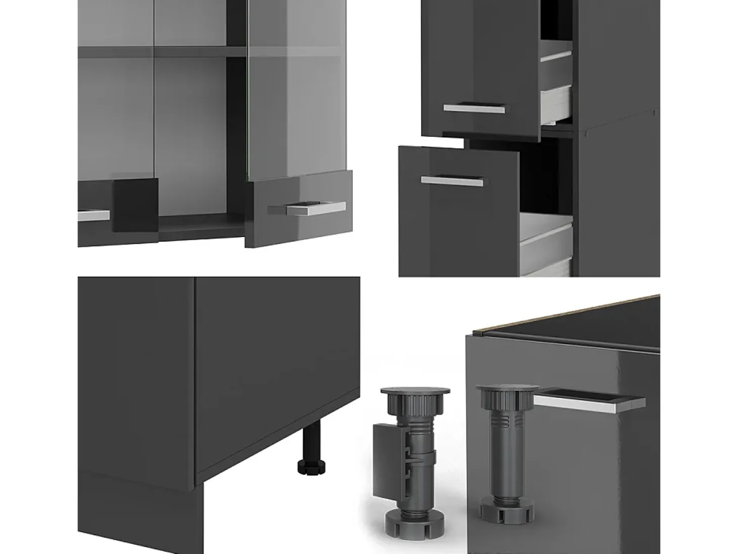 Cocina completa antracita brillo intenso/antracita 350x60x81.6 r-line