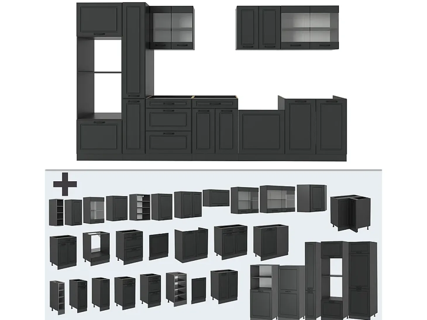 Cocina completa antracita casa de campo/antracita 350x60x81.6 r-line
