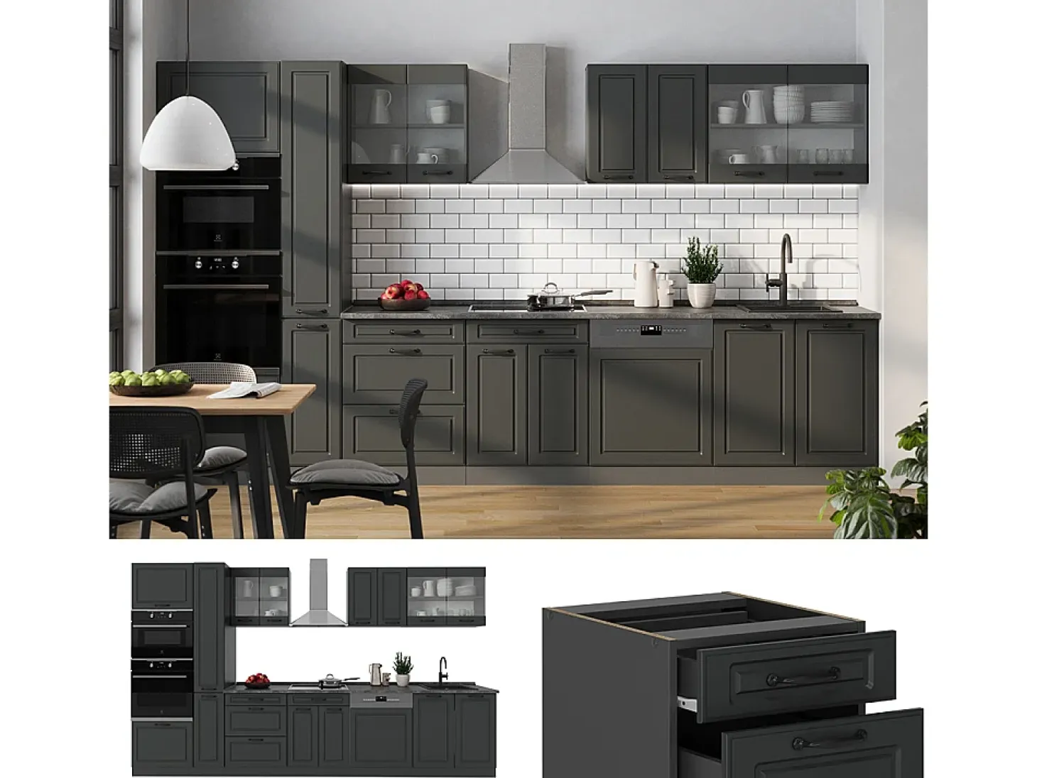 Cocina completa antracita casa de campo/antracita 350x60x81.6 r-line