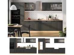 Cocina completa casa de campo antracita/roble dorado 350x60x81.6 r-line