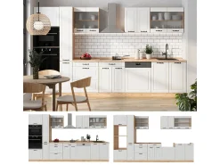 Cocina completa casa de campo blanca/roble dorado 350x60x81.6 r-line