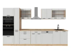 Cocina completa casa de campo blanca/roble dorado 350x60x81.6 r-line