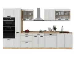 Cocina completa casa de campo blanca/roble dorado 350x60x81.6 r-line