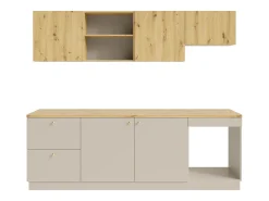 Cocina completa - Con encimera 242 cm - Beige y Natural claro - YORINA