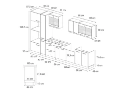 Cocina completa hormigón negro/antracita 350x60x81.6 r-line