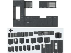 Cocina completa hormigón negro/antracita 350x60x81.6 r-line