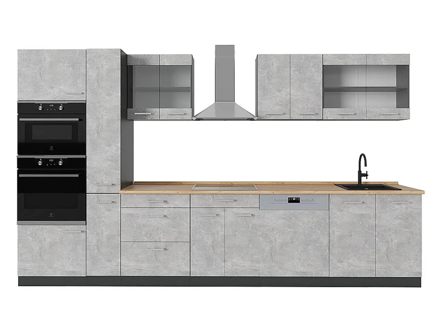 Cocina completa hormigón/antracita 350x60x81.6 r-line