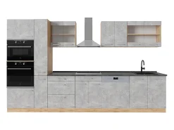 Cocina completa hormigón/roble dorado 350x60x81.6 r-line
