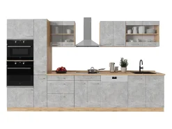 Cocina completa hormigón/roble dorado 350x60x81.6 r-line