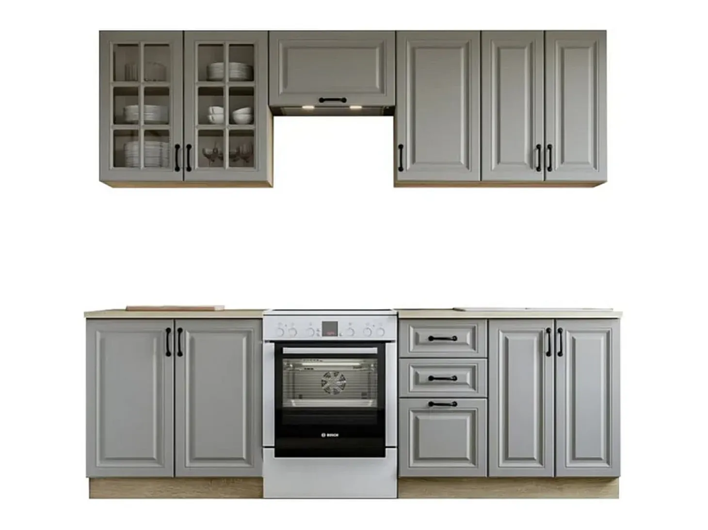 Cocina completa gris 240cm con encimera Elise