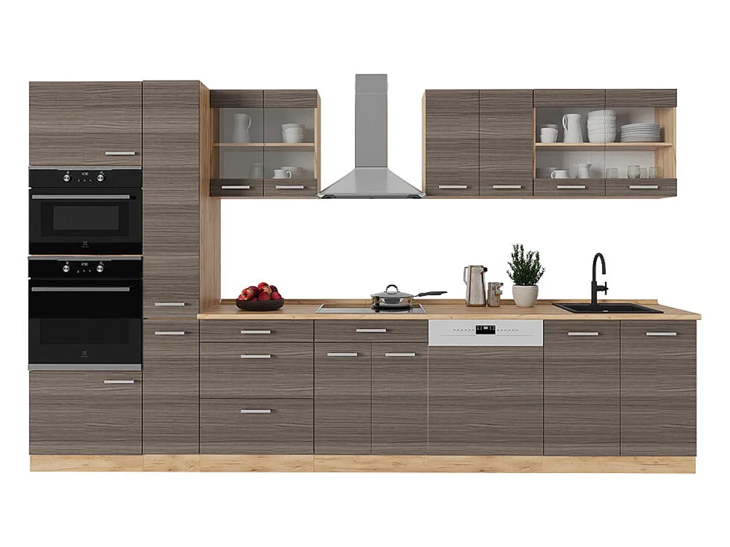 Cocina completa gris noble/roble dorado 350x60x81.6 r-line