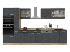 Cocina completa hormigón negro/roble dorado 350x60x81.6 r-line