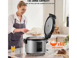Cocina de Arroz Comercial SucceBuy, 13 L 60 Tazas Antiadherente 12H Caliente para Restaurante