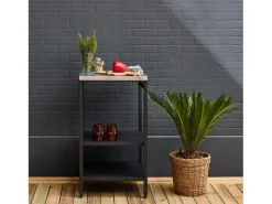Cocina de exterior de acero con 2 estantes, 49cm negro