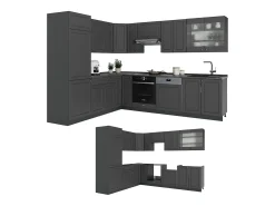Cocina esquinera antracita-oro landhaus 287x60x81.6 fame-line