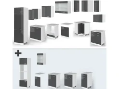 Cocina esquinera antracita brillo intenso/blanco 287x46x81.6 r-line