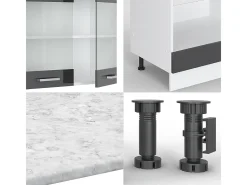 Cocina esquinera antracita brillo intenso/blanco 287x46x81.6 r-line