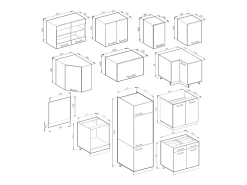 Cocina esquinera antracita brillo intenso/blanco 287x46x81.6 r-line