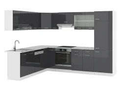 Cocina esquinera antracita brillo intenso/blanco 287x46x81.6 r-line