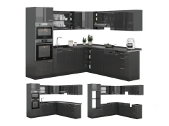 Cocina esquinera antracita brillo intenso/antracita 247x46x81.6 r-line