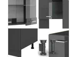 Cocina esquinera antracita brillo intenso/antracita 247x46x81.6 r-line