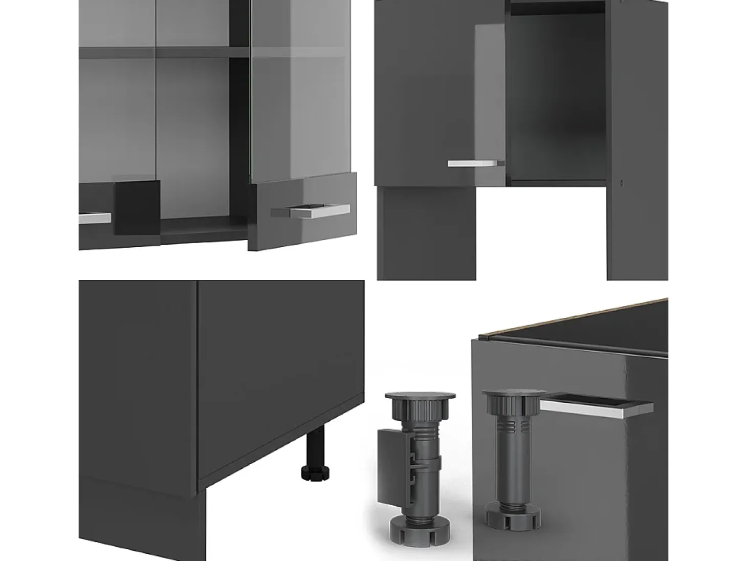 Cocina esquinera antracita brillo intenso/antracita 247x46x81.6 r-line