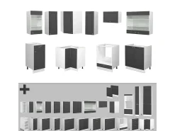 Cocina esquinera antracita-oro/blanco 190x46x81.6 fame-line