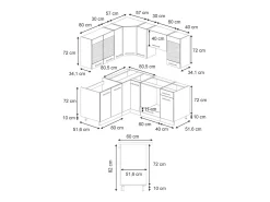 Cocina esquinera antracita alto brillo 190x60x81.6 fame-line
