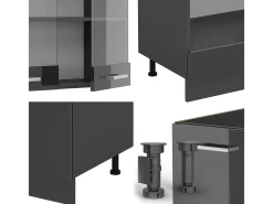 Cocina esquinera antracita brillo intenso/antracita 287x46x81.6 r-line